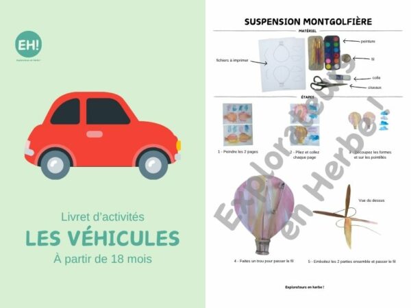 Explorateurs en Herbe - Livret d'activités - LES VÉHICULES - à partir de 18 mois